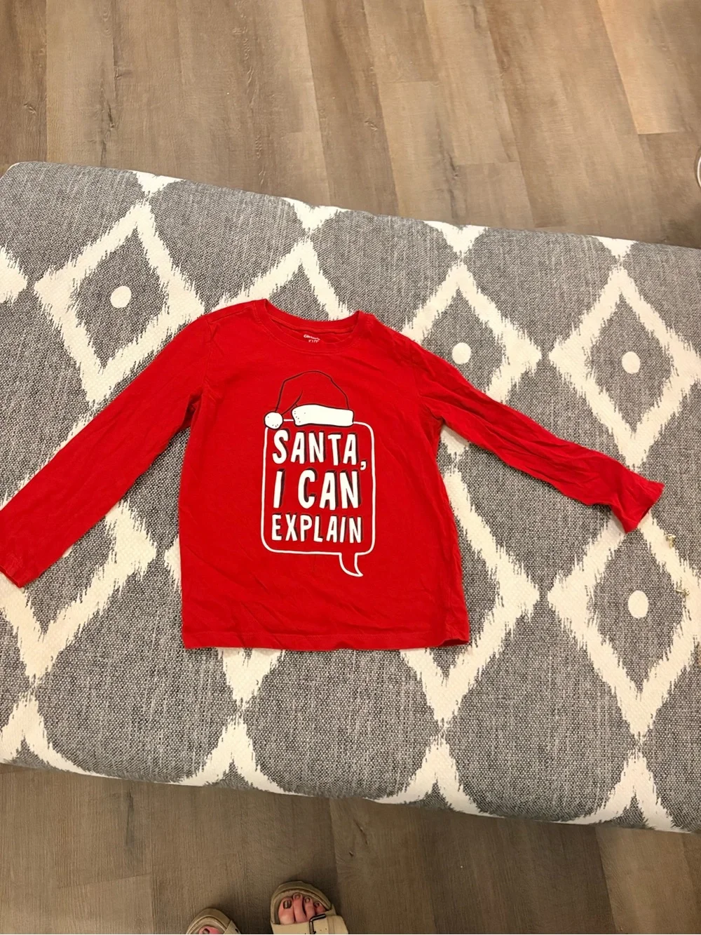Carter's Red Long-Sleeve Tee with 'Santa, I Can Explain' Graphic